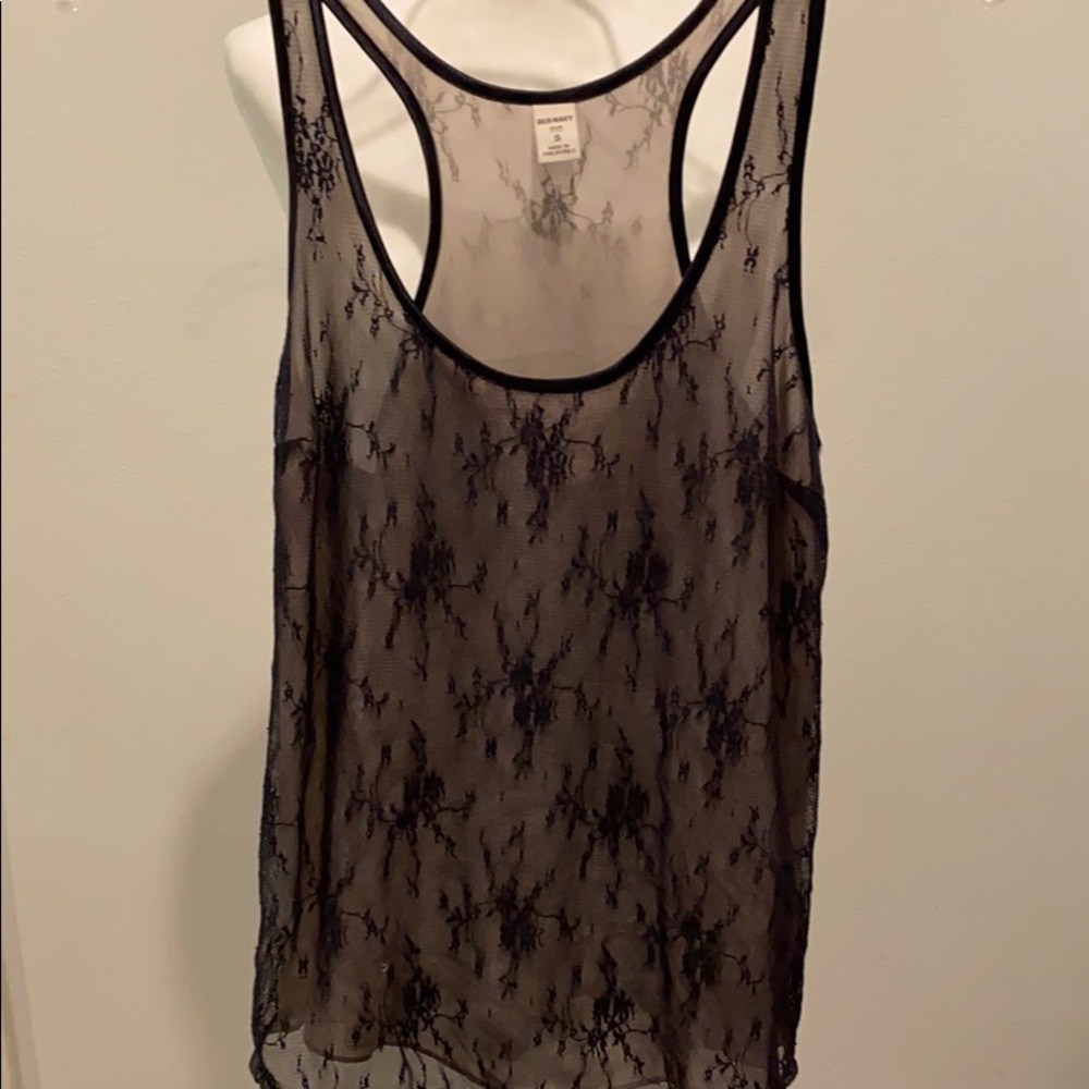 Lace navy camisole tank NWT